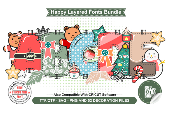 Happy Cristmas Bundle: A Layered Font for Festive Design